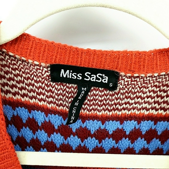 ⭐3/$30 Southwestern Aztec Tribal Fringe Orange Duster S - Picture 7 of 7